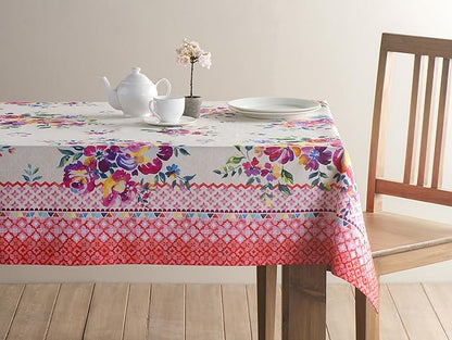 Maison d' Hermine Table Cloth Square Table 100% Cotton 60 x 60 Inches Tablecloth Reusable Decorative Everyday Use for Dining Room, Farmhouse, Home, Party, Festive & Wedding Spring Summer - Rose Garden