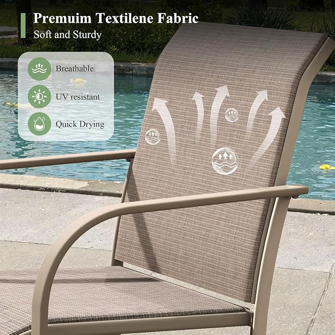 Outdoor Chairs Set of 6, Stackable Patio Dining Chairs - Image 5