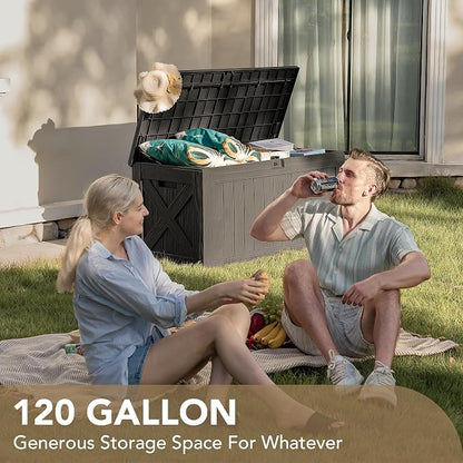 Devoko 120 Gallon Deck Box Resin Outdoor Storage Box Waterproof | Large Outdoor - Image 9