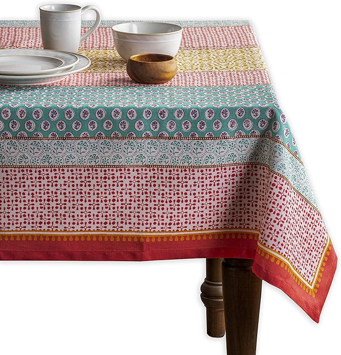 Maison d' Hermine Table Cloth Rectangle Table 100% Cotton 70 x 120 Inches Tablecloth Reusable Decorative Everyday Use for Dining Room, Farmhouse, Home Party, Festive & Wedding Spring Summer - Provence