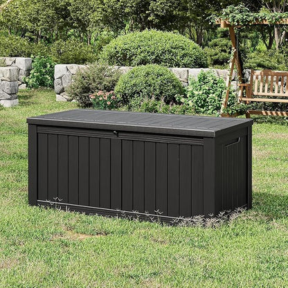 NUNU LAB 180 Gallon Outdoor Storage Box,Resin Large Sturdy Deck Box, Backyard Outside Storage Box Waterproof with Double Wall Panels,Package Delivery Box,Garden Box,Tool Box,Outdoor Hose Storage Bin
