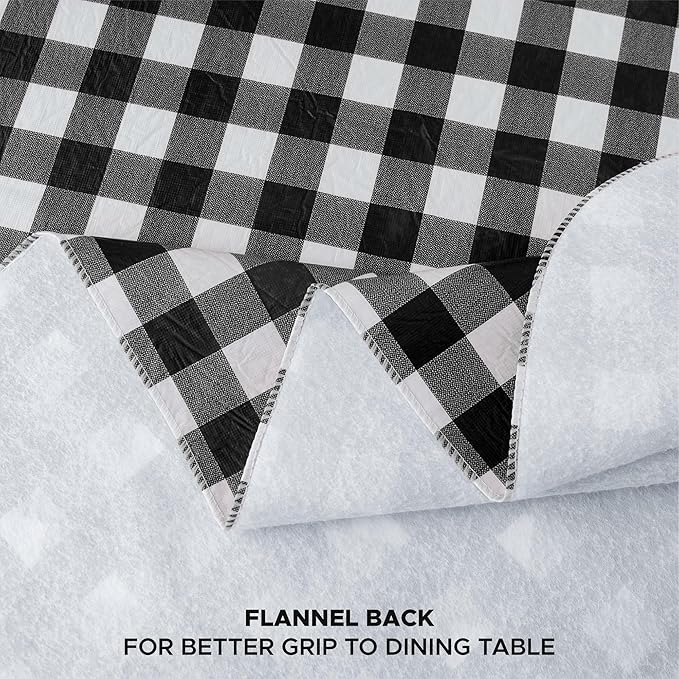 Nasitos 2 Pack Rectangle Vinyl Table Cloth with Flannel Backing 60x120 Inch-Waterproof Outdoor Picnic Tablecloth Checkered, Wipeable Plastic Black and White Table Cover for Dinner Party, Kitchen