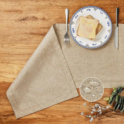Mebakuk Linen Farmhouse Table Runner Large Burlap Style Soft and Waterproof Decorative Fabric Runner for Outdoor Wedding and Dinner (14 x 90 Inch, Mocha)