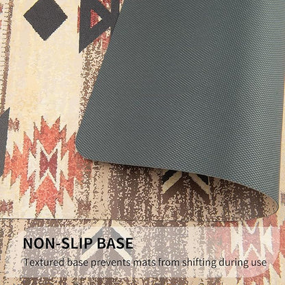 QIYI Placemats Set of 4, 12x18 Inch Faux Leather Place Mats for Kitchen Dinning, Heat Resistant Anti Slip Brown Table Mats, Waterproof Wipeable Washable Placemat Party Table Décor, Geometric Motifs