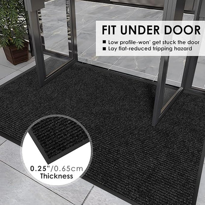 4′ x 19′ Front Door Mat Indoor Outdoor Entrance, Commercial Floor Mat Heavy Duty Dirt Trapper Entryway Doormat, Custom Size Non Slip Rubber Backing Welcome mat, Door Mat for High Traffic Area