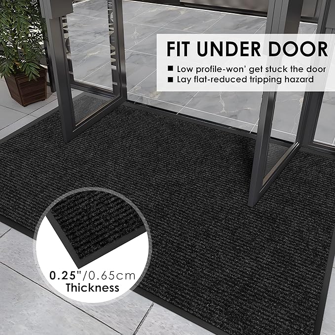 4′ x 44′ Front Door Mat Indoor Outdoor Entrance, Commercial Floor Mat Heavy Duty Dirt Trapper Entryway Doormat, Custom Size Non Slip Rubber Backing Welcome mat, Door Mat for High Traffic Area