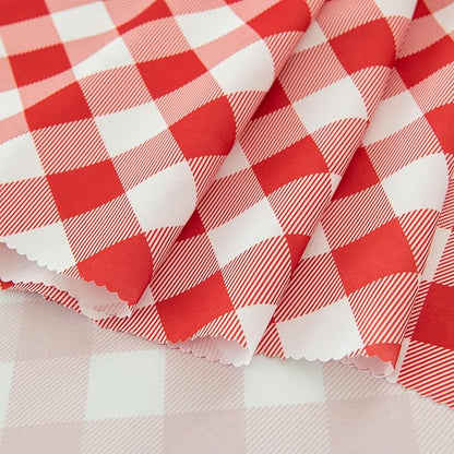 Waterproof Plaid Tablecloth Fabric - Round 120 Inch Classic Gingham Checker Table Cloth for Indoor/Outdoor Use - Buffalo Table Cover for Picnics, BBQs, and Parties