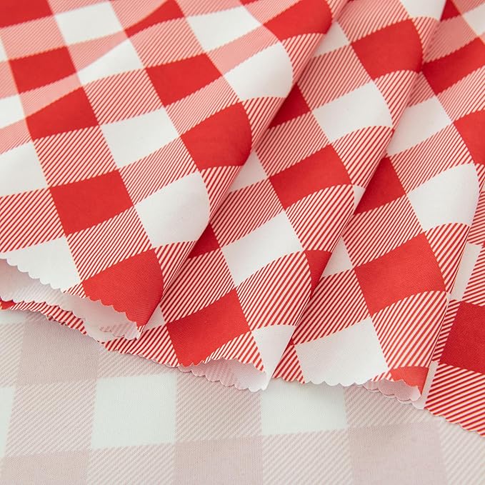 Waterproof Plaid Tablecloth Fabric - Round 25 Inch Classic Gingham Checker Table Cloth for Indoor/Outdoor Use - Buffalo Table Cover for Picnics, BBQs, and Parties