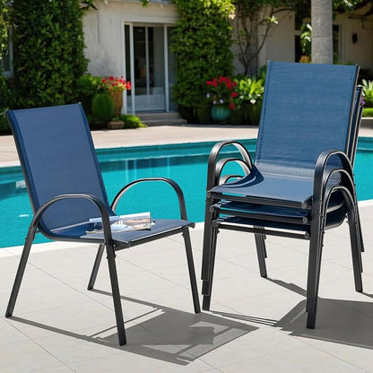 NUU GARDEN Patio Dining Chairs Set of 4, Stackable Outdoor Textilene Chairs - Image 2