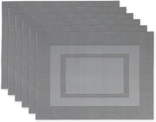 DII PVC Tabletop Collection Woven Indoor/Outdoor, Placemat Set, 13x17.25, Gray, 6 Piece