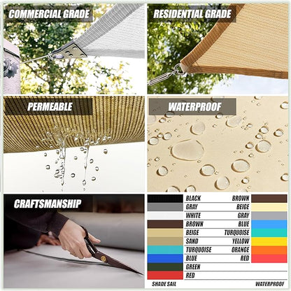 Colourtree CTAPR1220 Custom Size 18' x 24' White Sun Shade Sail Canopy UV Block - Image 3