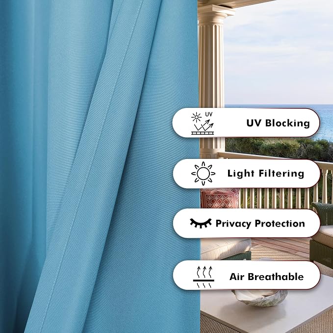 BONZER Outdoor Curtains for Patio Water Resistant | Heavy Privacy Light - Image 4