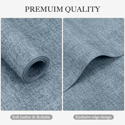 Faux Leather Heat Resistant Placemats Set of 6 – Waterproof Oilproof Wipeable Dining PU Vinyl Place Mat Easy Clean Table Mats for Kitchen/Dining/Party/Holiday, Blue
