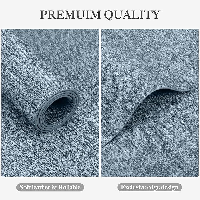 Faux Leather Heat Resistant Placemats Set of 8 – Waterproof Oilproof Wipeable Dining PU Vinyl Place Mat Easy Clean Table Mats for Kitchen/Dining/Party/Holiday, Blue