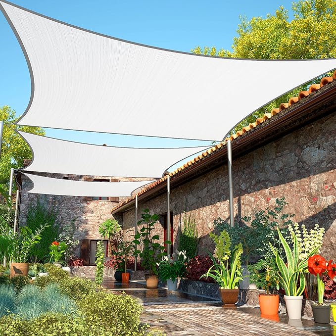 14' x 20' White Sun Shade Sail Rectangle Canopy Fabric Cloth Screen SMSL by ShadeMart
