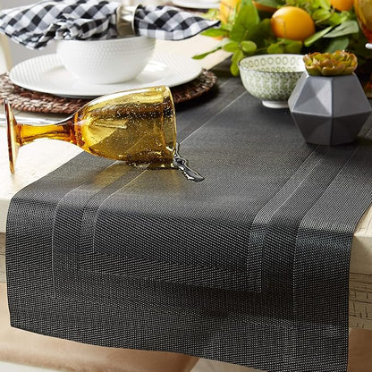 DII PVC Tabletop Collection Woven Indoor/Outdoor, Table Runner, 14x72, Black