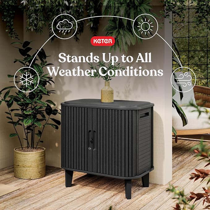 Keter Velo 30 Gallon Outdoor Storage Cabinet, Weather-Resistant Resin Deck Box - Image 3