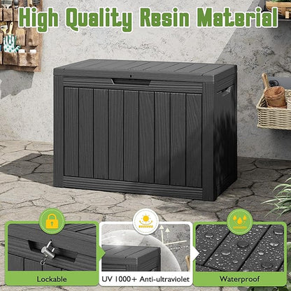 55 Gallon Outdoor Storage Box, All-Weather Resin Deck Box Outdoor Waterproof - Image 3