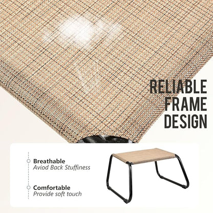 Outdoor Footstools for Patio,Backyard Patio Furniture Metal Frame Small Seat All Weather Footrest for Couch Patio Chairs 2 Pieces Beige