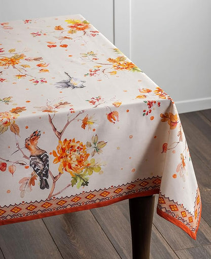 Maison d' Hermine Table Cloth Rectangle Table 100% Cotton 54 x 72 Inches Fall Tablecloth Reusable Everyday Use for Thanksgiving Christmas Decorations Dining Farmhouse Party (Kelim - Prairie)