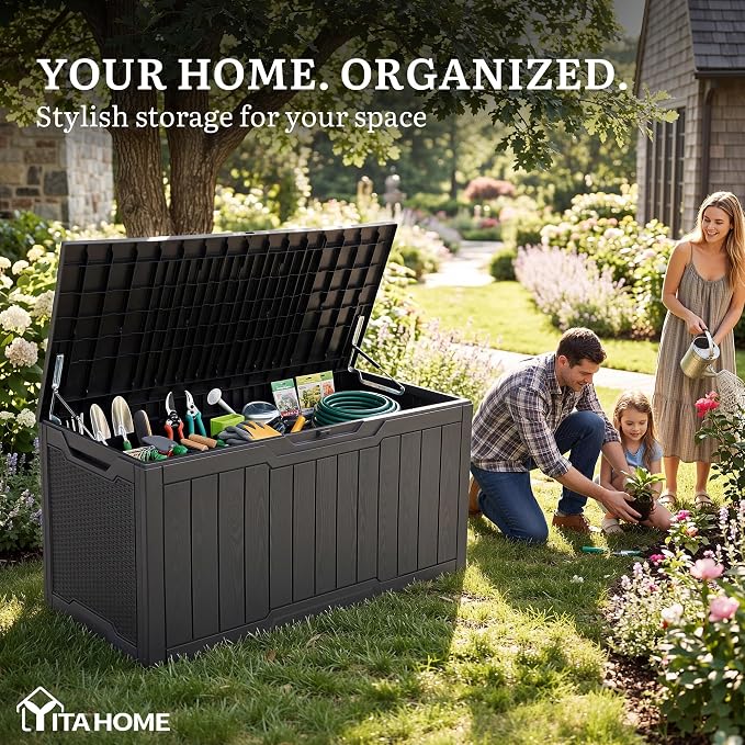 YITAHOME 100 Gallon Large Outdoor Deck Box | Waterproof Resin Storage Box - Image 3
