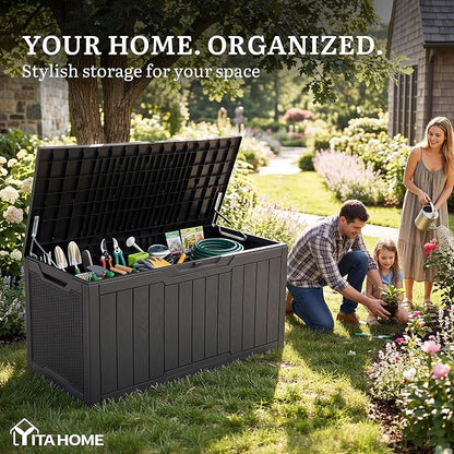 YITAHOME 100 Gallon Large Outdoor Deck Box | Waterproof Resin Storage Box - Image 3