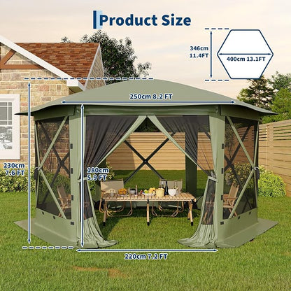 13FT Pop-Up Gazebo Tent with Mesh Netting, Removable Top & Wind Cloths | - Image 7