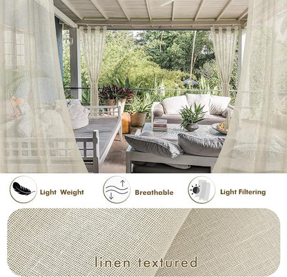 Semi Voile Beige Sheer Outdoor Curtains - Image 3