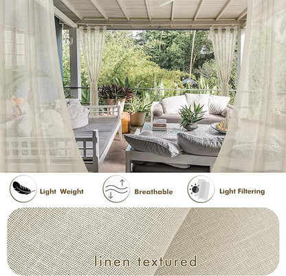 Semi Voile Beige Sheer Outdoor Curtains - Image 3