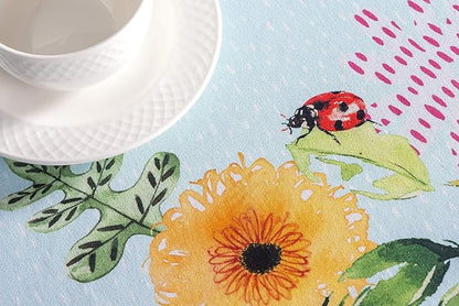 Maison d' Hermine Table Cloth Round Table 100% Cotton 69 Inches Tablecloth Reusable Decorative for Dining Room, Farmhouse, Home, Party, Festive & Wedding Spring Summer - Jardin D'Ete - Mint