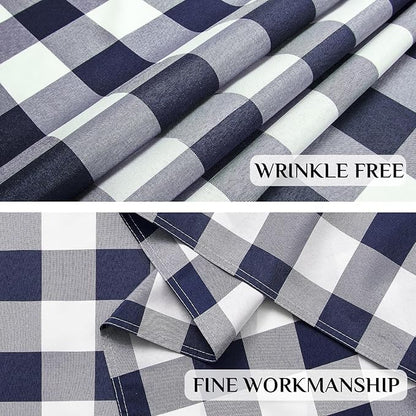 Softalker Gingham Checkered Tablecloth Rectangle - Outdoor Waterproof Buffalo Plaid Table Cloth, Stain Resistant Washable Table Cover for Picnic, Camping, Dining - Navy Blue and White, 54 x 108 Inch