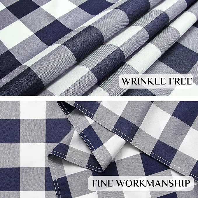 Softalker Gingham Checkered Tablecloth Rectangle - Outdoor Waterproof Buffalo Plaid Table Cloth, Stain Resistant Washable Table Cover for Picnic, Camping, Dining - Navy Blue and White, 60 x 84 Inch