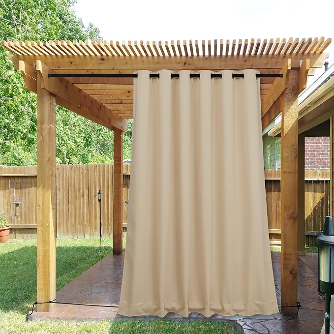 NICETOWN Outdoor Curtains for Patio Waterproof W84xL95 Biscotti Beige | Porch by NICETOWN