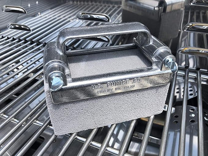 Grillmaster Grill Stone Cleaning Brick Holder by US Pumice, Aluminum, Reusable, Adjustable Clamps, Fits Multiple Sizes, Avoid Burnt Hands
