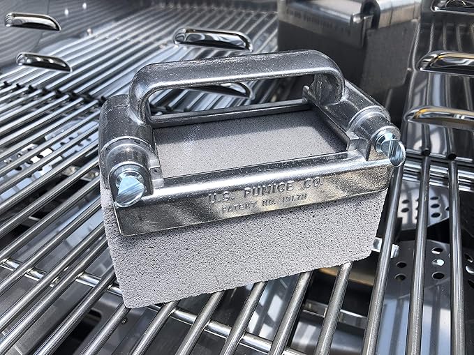 Grillmaster Combo - 2 x Grill Cleaning Pumice Bricks + Aluminum Brick Holder, Clean Restaurant Flat Top Grills or Griddles, Remove Carbon and Grease Without Chemicals