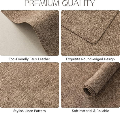 Romanstile Vinyl Placemats Set of 12-12 X 17 Inch - Heat Resistant Place Mats 100% Waterproof Oilproof Wipeable Reversible Faux Leather Table Mats for Kitchen, Dining, Party, Outdoor, Coffee