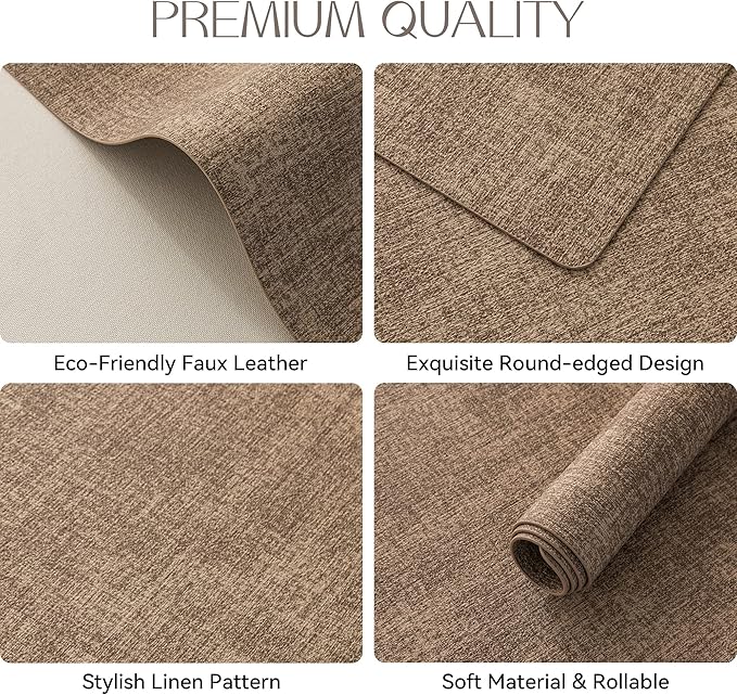 Romanstile Vinyl Placemats Set of 6-12 X 17 Inch - Heat Resistant Place Mats 100% Waterproof Oilproof Wipeable Reversible Faux Leather Table Mats for Kitchen, Dining, Party, Outdoor, Coffee