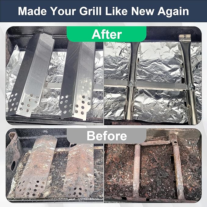 Criditpid Grill Replacement Parts for Charbroil 463340516 463370519 463370516 463278418, Stainless Steel Grill Grates, Burner & Igniter, Heat Plates, Flame Carryover for Charbroil Gas2coal 463340516.