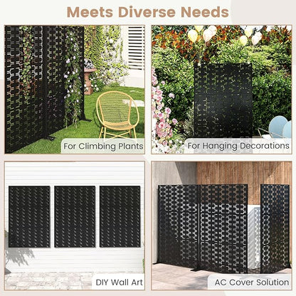 Giantex Metal Privacy Screen 72''H x 48''W, Powder-Coated Decorative Outdoor Fence Panel, Wall Divider for Room Separation, Freestanding Patio Divider for Garden, Balcony & Yard (Brick Pattern)