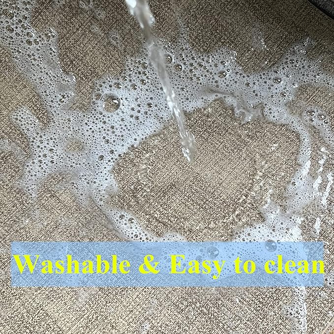 WAZAIGUR Washable Wipeable Waterproof Heat Resistant Faux Leather Placemats Set of 6,PU Palce Mats for Indoor and Outdoor,Easy to Clean Table Mats,Khaki