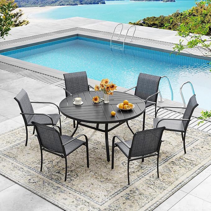 DIFY Patio Dining Chairs Set of 6, Stackable Outdoor Metal Chairs - Image 2