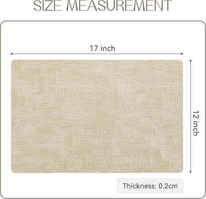 Romanstile Vinyl Placemats Set of 6-12 X 17 Inch - Heat Resistant Place Mats 100% Waterproof Oilproof Wipeable Reversible Faux Leather Table Mats for Kitchen, Dining, Party, Outdoor, Beige