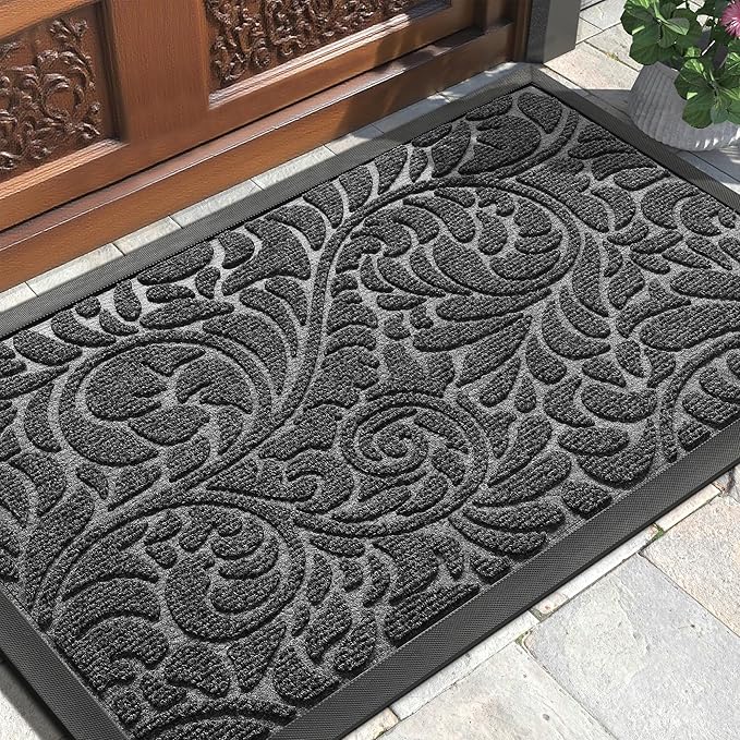 Yimobra Large Door Mat Outside Entrance 36x24, Waterproof Sturdy Outdoor Mats for Front Door, Heavy Duty Non-Slip Doormat for Garage Patio Entryway Indoor, Easy Clean, Grey