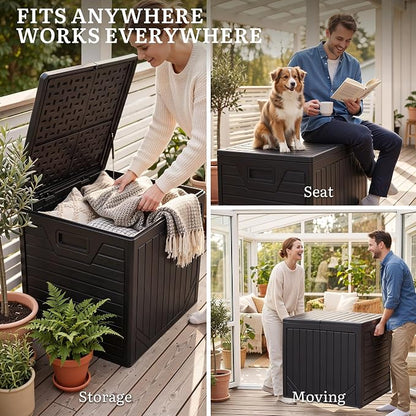 YITAHOME 150 Gallon Large Outdoor Storage Box w/Double Wall | Waterproof Deck - Image 8