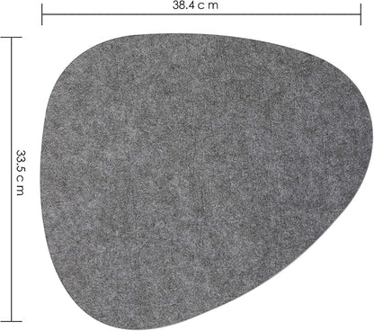 Chillify Table Coaster Set of 6 | Felt Coasters | Non-Slip, Heat-Resistant, Washable Table Mats | Suitable for Outdoor Use | Gray, Oval