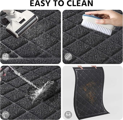 Front Door Mat Indoor Outdoor Entrance, 36" x 60" All-Season Heavy Duty Waterproof Doormat, Non-Slip Absorbent Entryway Mat, Easy to Clean, Low Profile Commercial Floor Mat for Indoor Outdoor