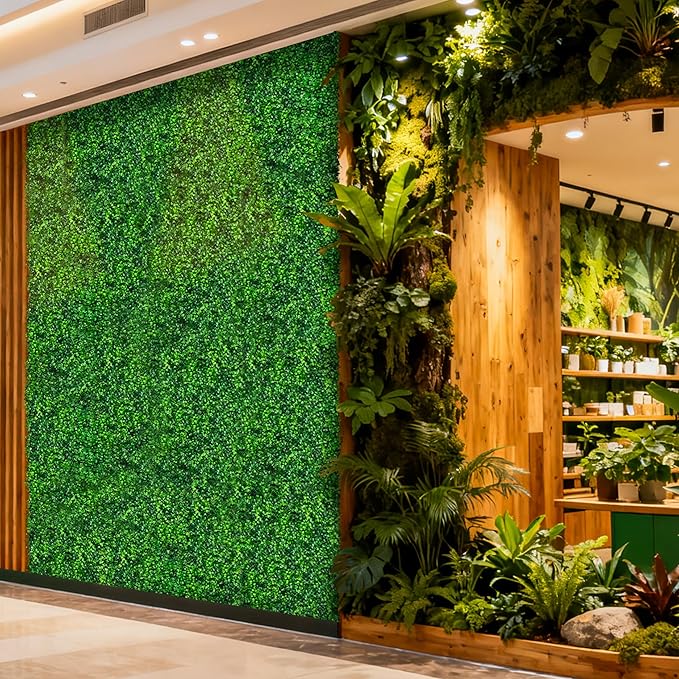 24x16 Inch Artificial Boxwood Panels (12-Pack) - UV Protected Faux Grass Wall Mats for Outdoor Fence Cover, Garden Privacy Screen, Indoor Wall Decor, and Wedding Backdrops (12)