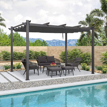 PURPLE LEAF Outdoor Retractable Pergola 10' X 12' Canopy Aluminum, Custom Shade - Image 2