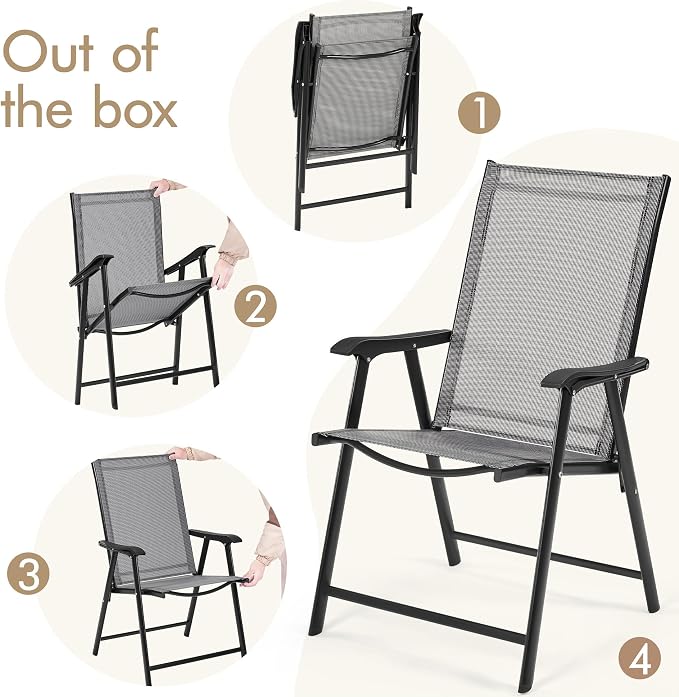 Yaheetech Patio Dining Chairs Set of 4 Outdoor Folding Lawn Chairs, folds flat - Image 7