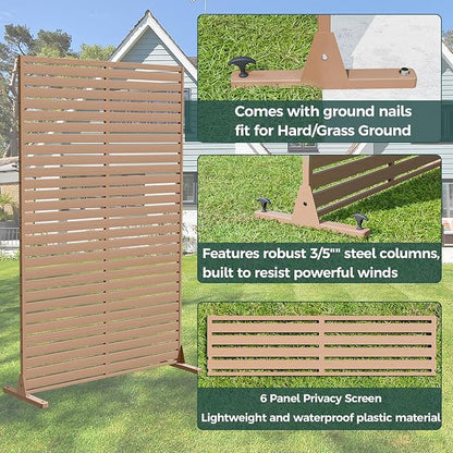 Privacy Fence Screen Outdoor Freestanding Privacy Panel, 72" H×47" W HDPE Decorative Panels with Stand, Room/Garden Divider, Outdoor Privacy Screen for Patio,Deck, Balcony, Pool